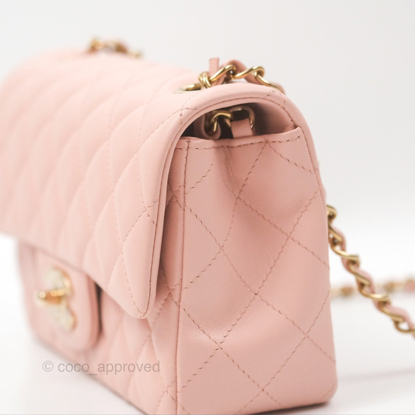 Chanel Quilted Mini Rectangular Flap Pink Lambskin Gold Hardware