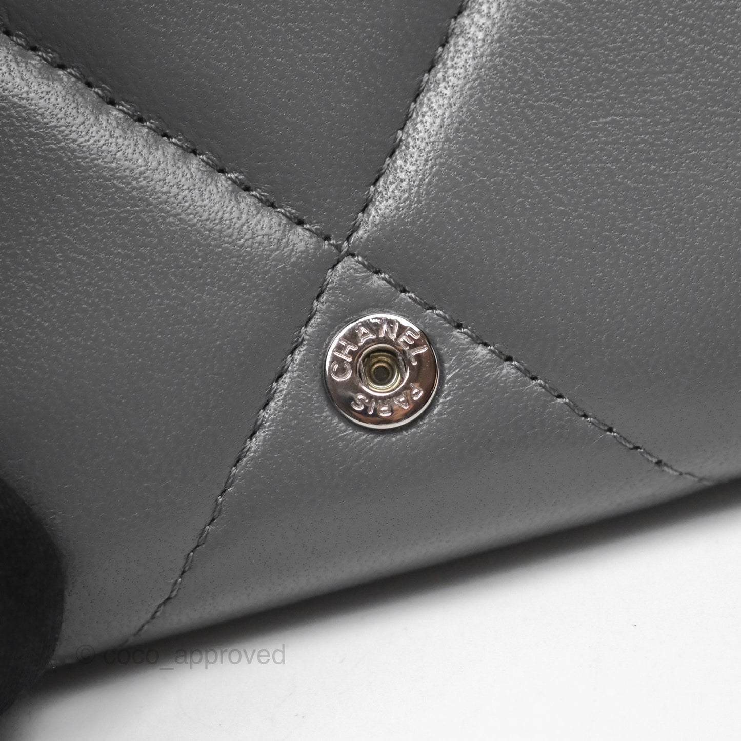 Chanel 19 Grey Short Trifold Wallet Lambskin Silver Hardware