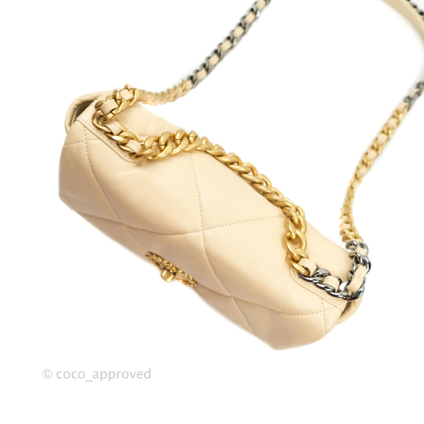 Chanel 19 Small Beige Goatskin Mixed Hardware