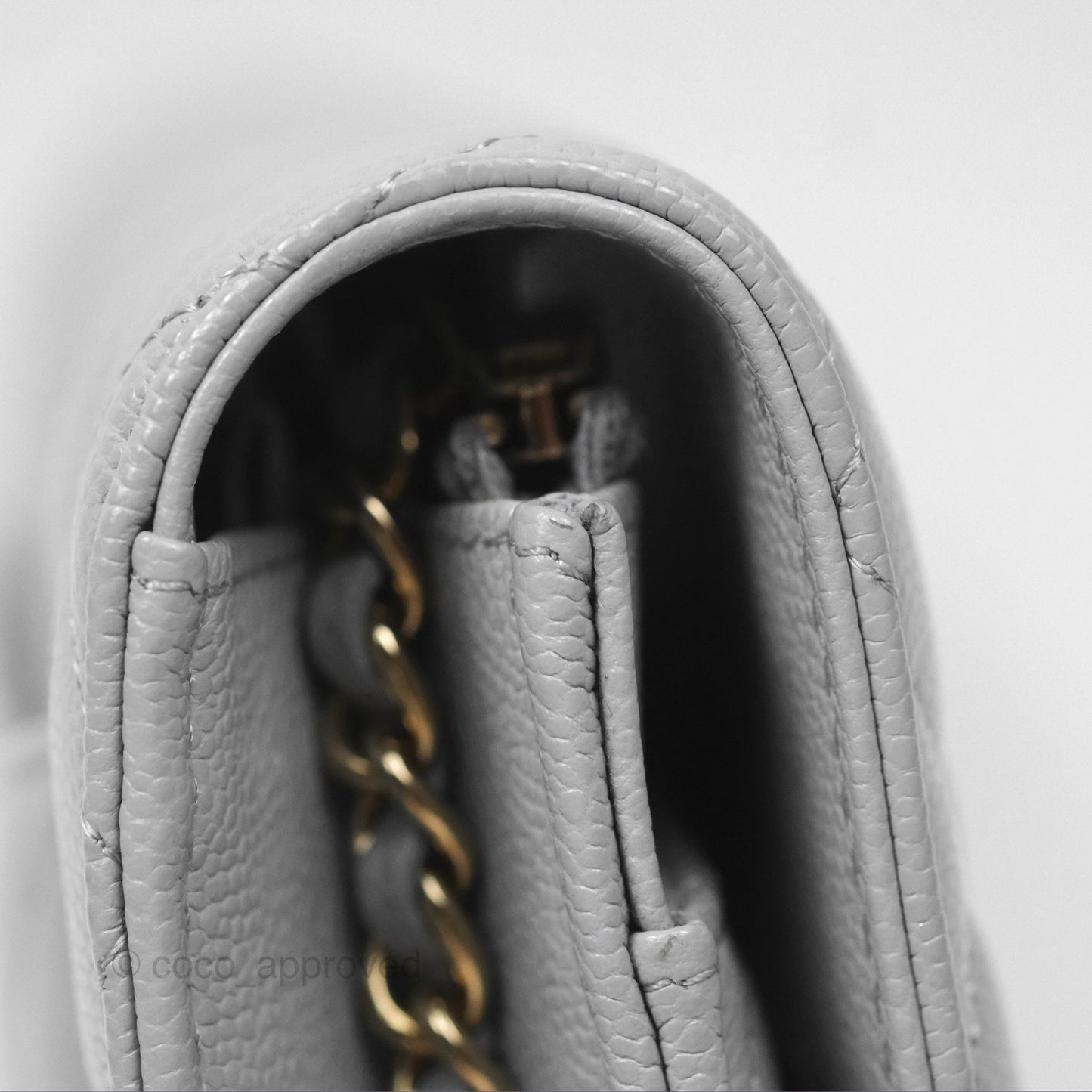Chanel Quilted Classic Wallet on Chain WOC Grey Caviar Gold Hardware