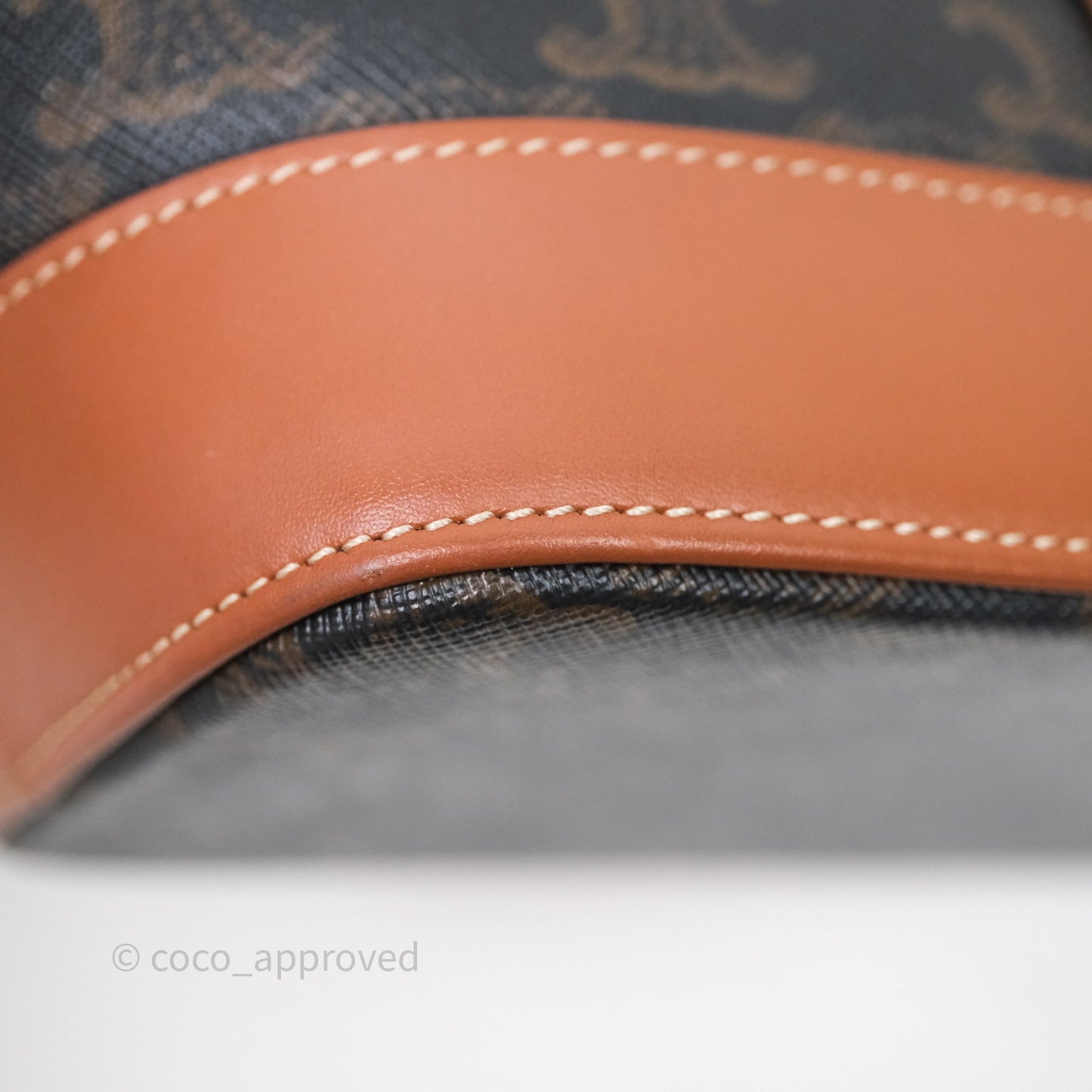 Celine Small Bucket Triomphe Canvas Tan Calfskin