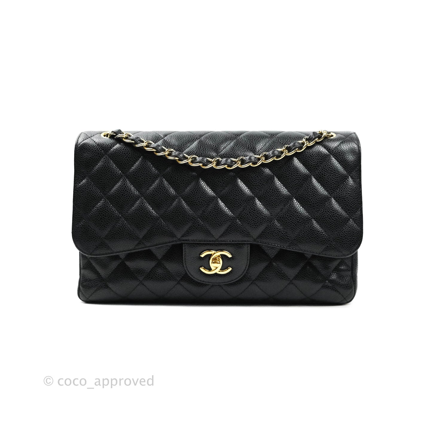 Chanel Jumbo Double Flap Black Caviar Gold Hardware⁣⁣