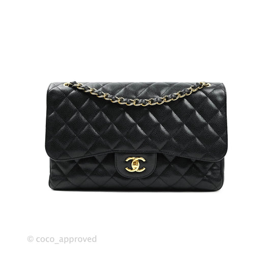 Chanel Jumbo Double Flap Black Caviar Gold Hardware⁣⁣