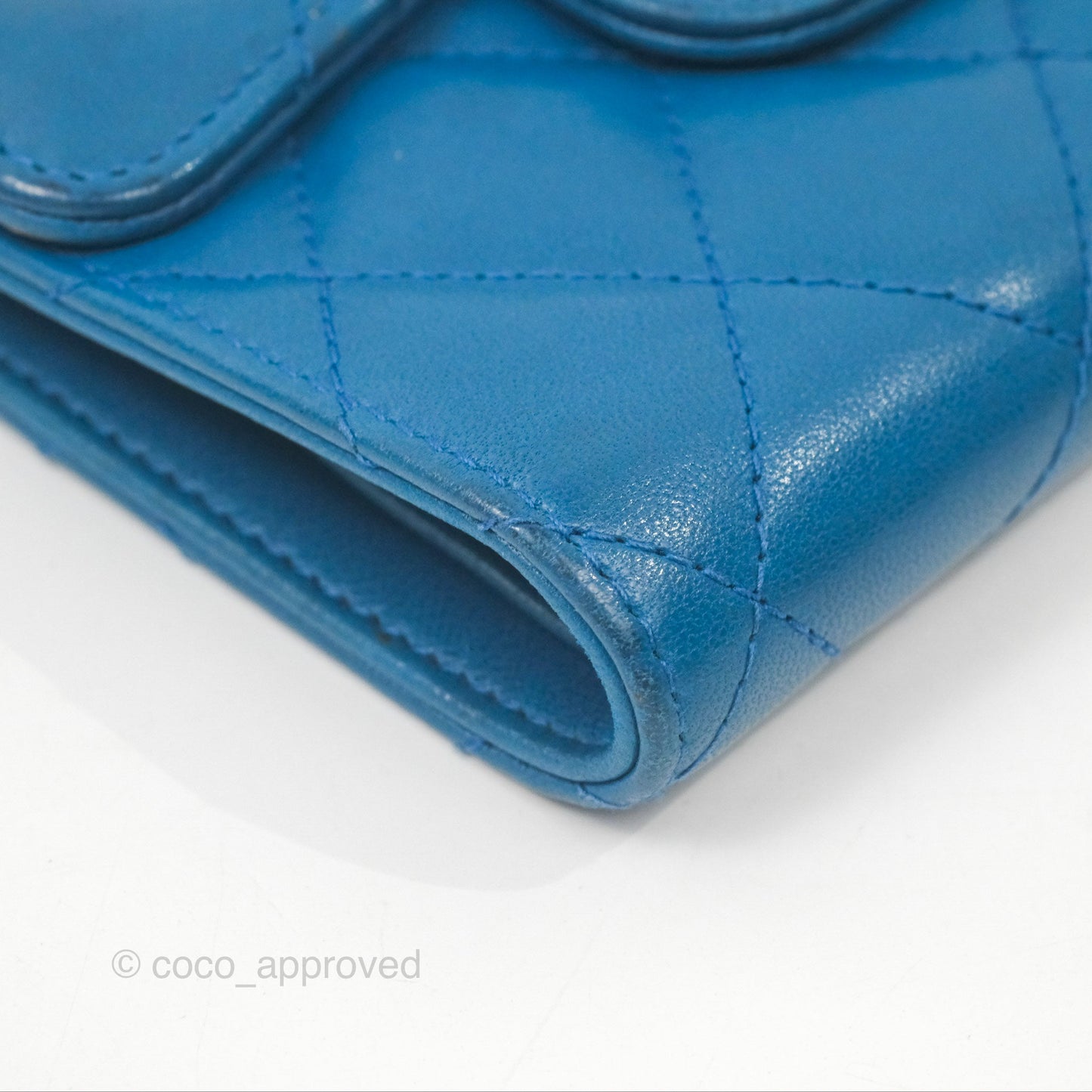 Chanel Classic Short Flap Wallet Blue Lambskin Gold Hardware