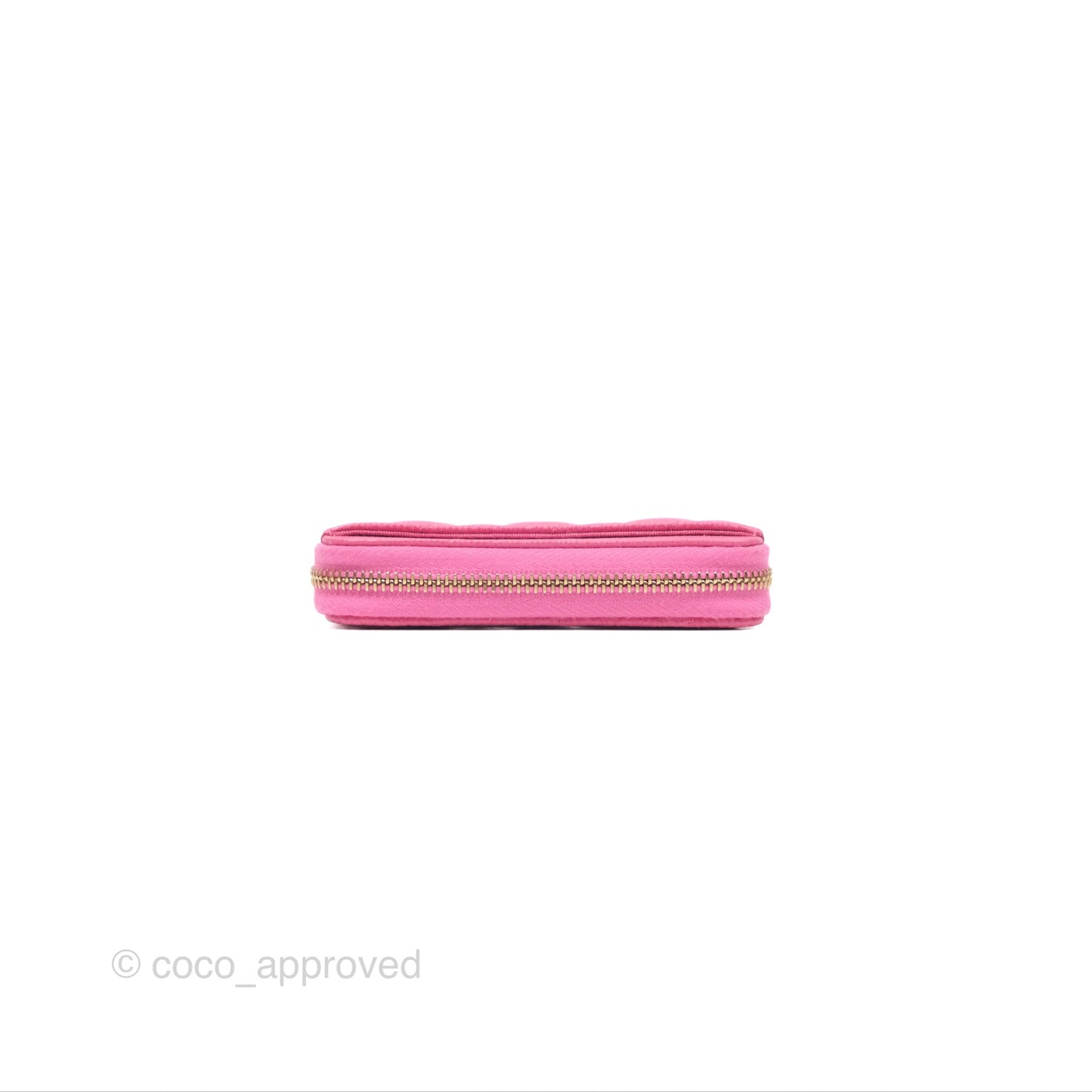 Chanel Quilted Zip Card Holder Pink Caviar Gold Hardware