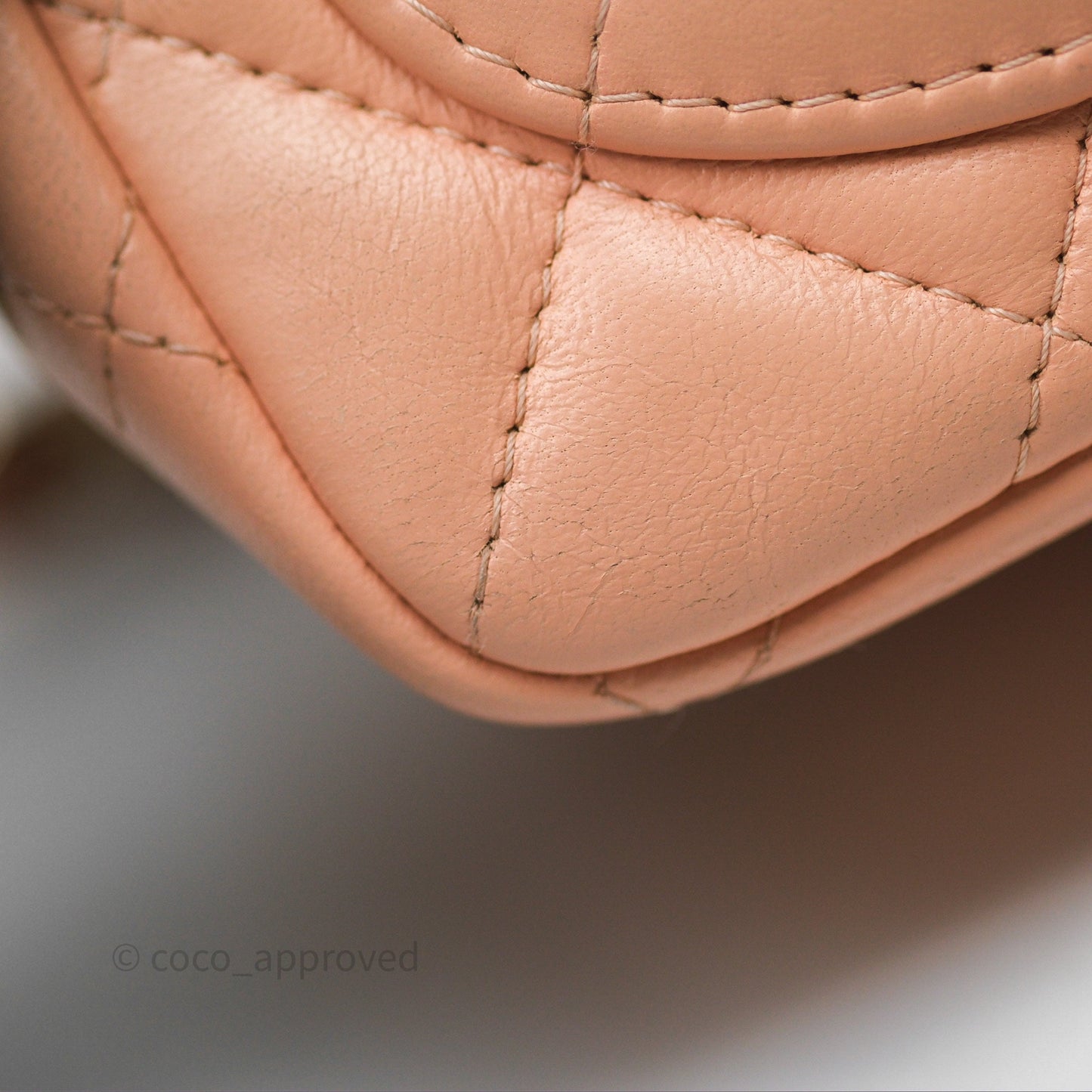 Chanel Mini Square Flap Quilted Beige Pink Lambskin Gold Hardware