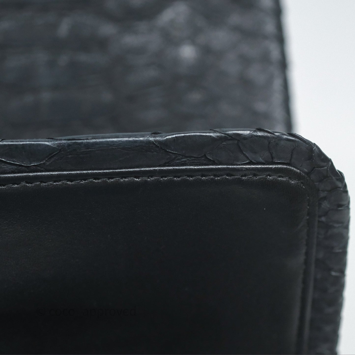 Chanel Classic M/L Medium Flap So Black Python Black Hardware