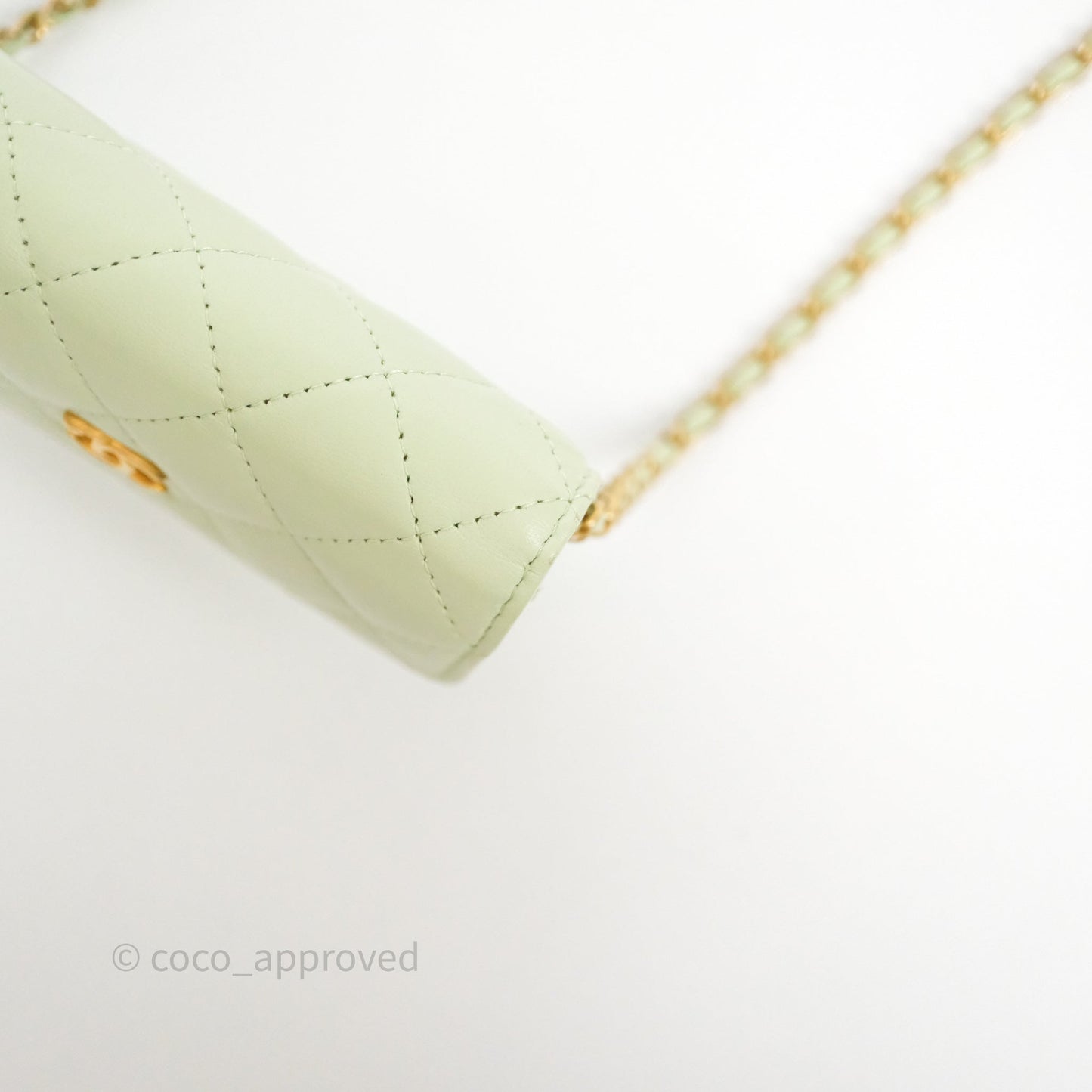 Chanel Pearl Crush Mini Clutch Belt Bag Green Lambskin Aged Gold Hardware