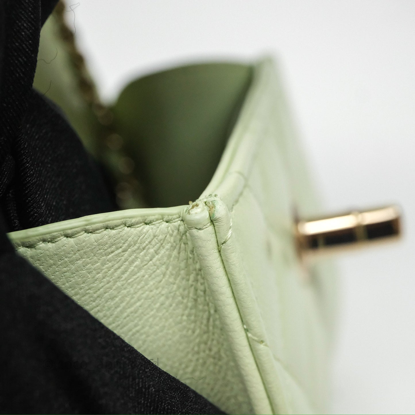 Chanel Mini Quilted Trendy CC Clutch With Chain Green Lambskin Gold Hardware