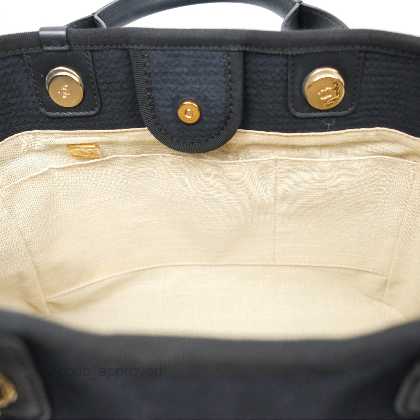 Chanel Medium Canvas Deauville Tote Navy Gold Hardware