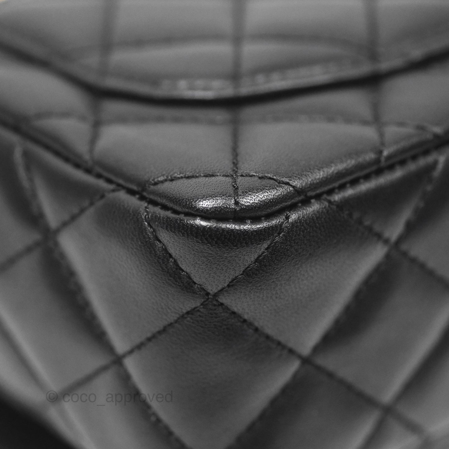 Chanel Flap Bag with Logo Enamel Chain Black Lambskin 22B