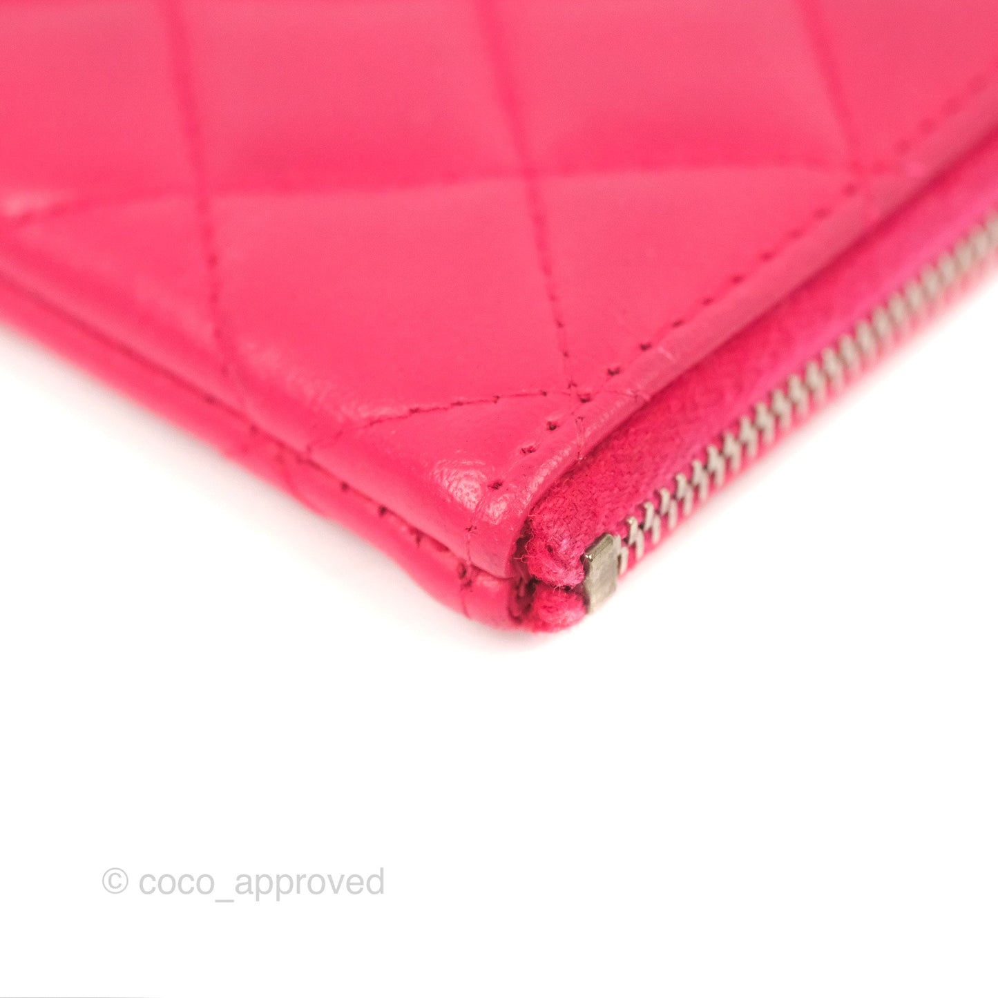 Chanel Quilted Mini O Case Pink Lambskin Silver Hardware
