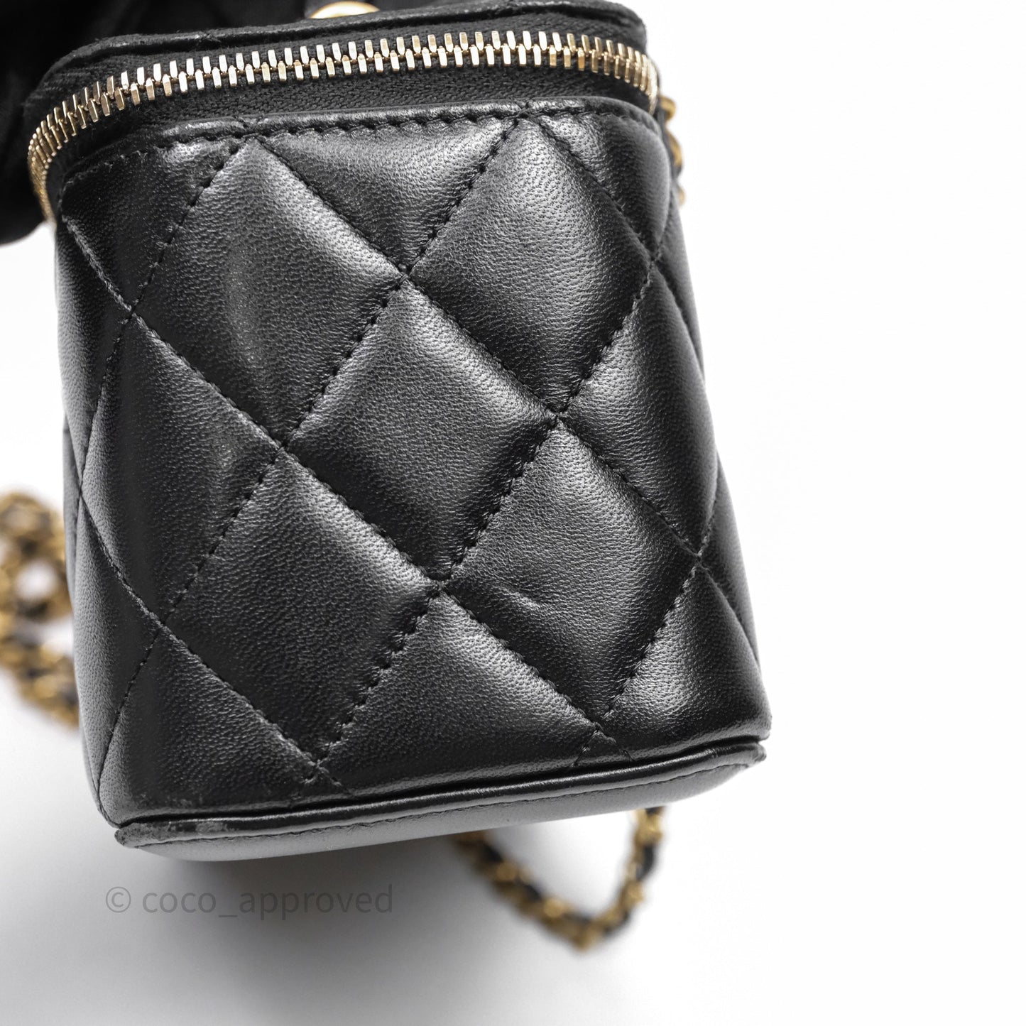 Chanel Vanity Rectangular Top Handle Black Lambskin Gold Hardware