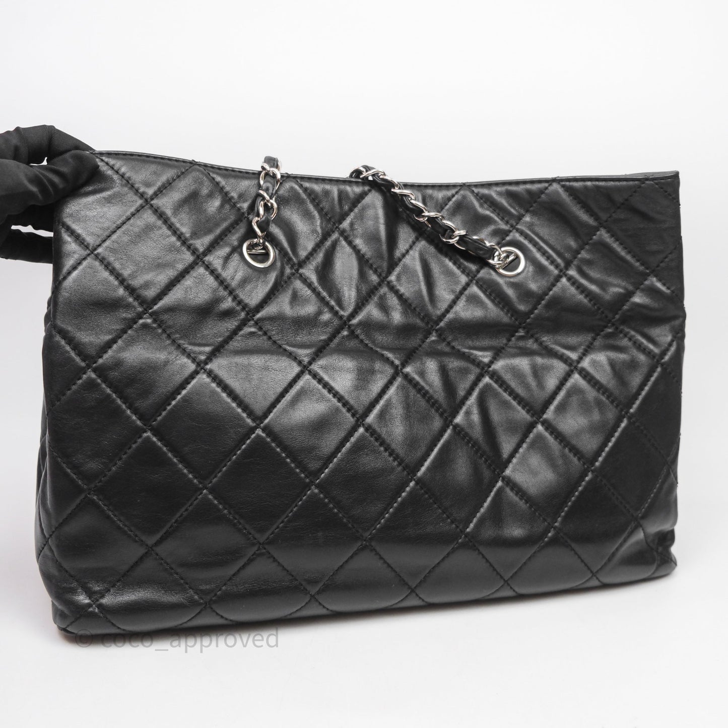 Chanel In The Business Tote Bag Black Calfskin Silver Hardware