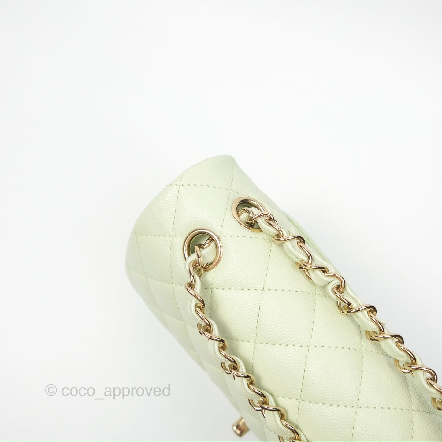 Chanel Small Classic Quilted Flap Mint Green Caviar Gold Hardware 22C