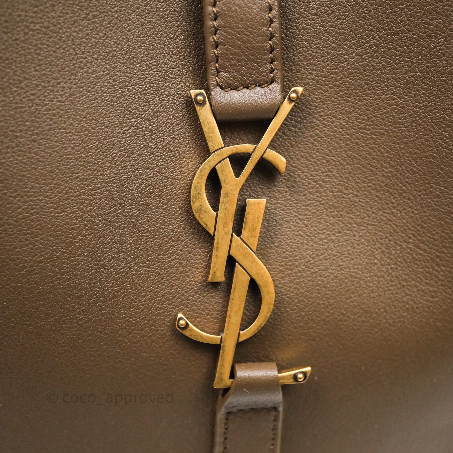 Saint Laurent LE 5 à 7 Supple Small Choco Brown Grained Leather Gold Hardware