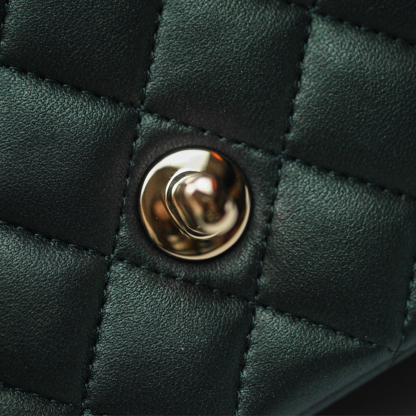Chanel Top Handle Mini Rectangular Flap Iridescent Green Lambskin Gold Hardware