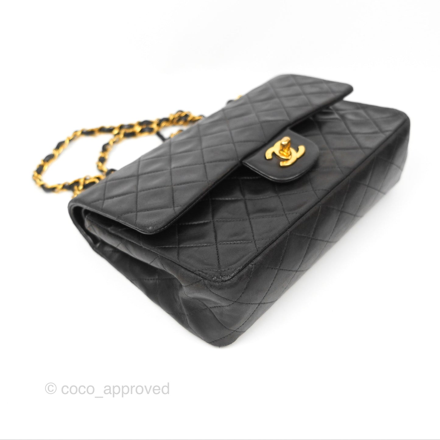 Chanel Classic Vintage Medium Flap Black Lambskin 24K Gold Hardware
