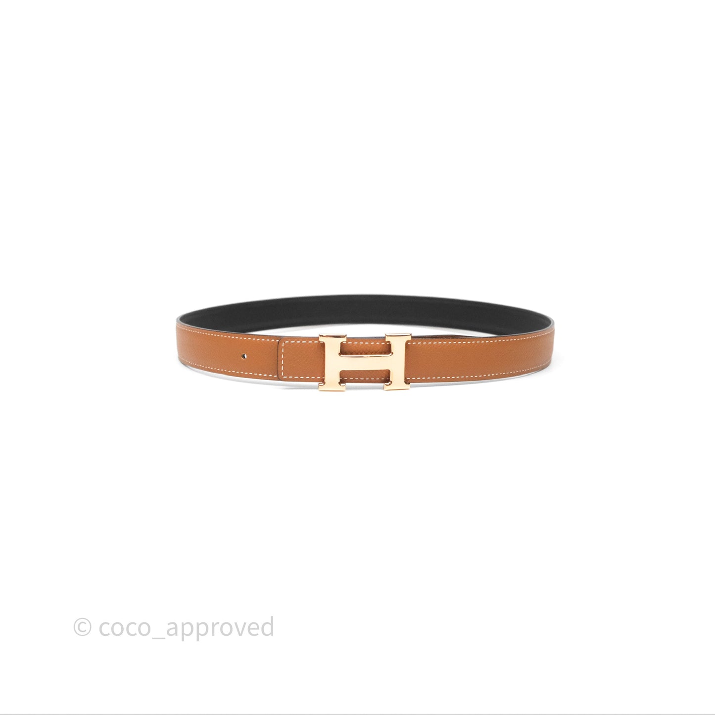 Hermès H Belt Buckle & Reversible Strap Noir/Gold Rose Gold Hardware