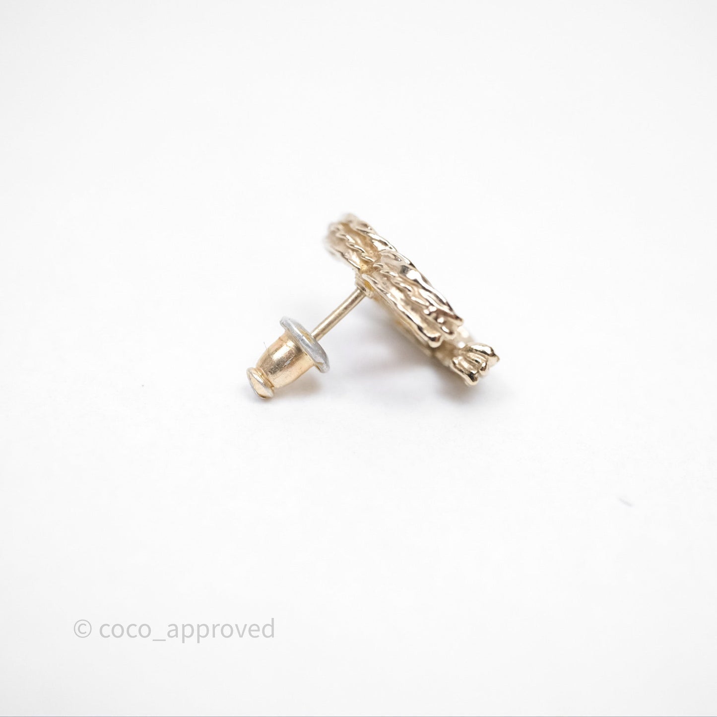 Chanel CC Crystals Earrings Gold Tone 13B
