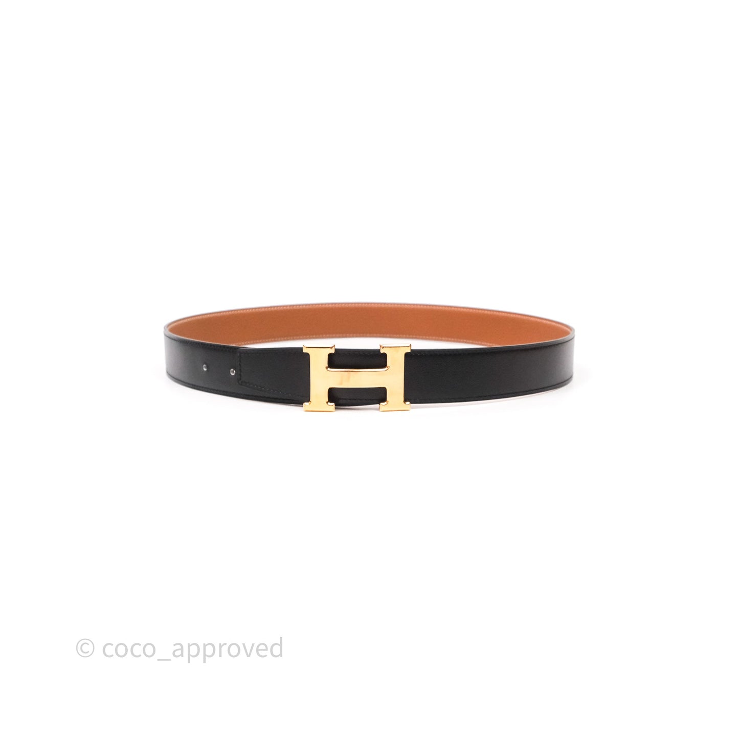 Hermès H Belt Buckle & Reversible Strap Black Gold Hardware