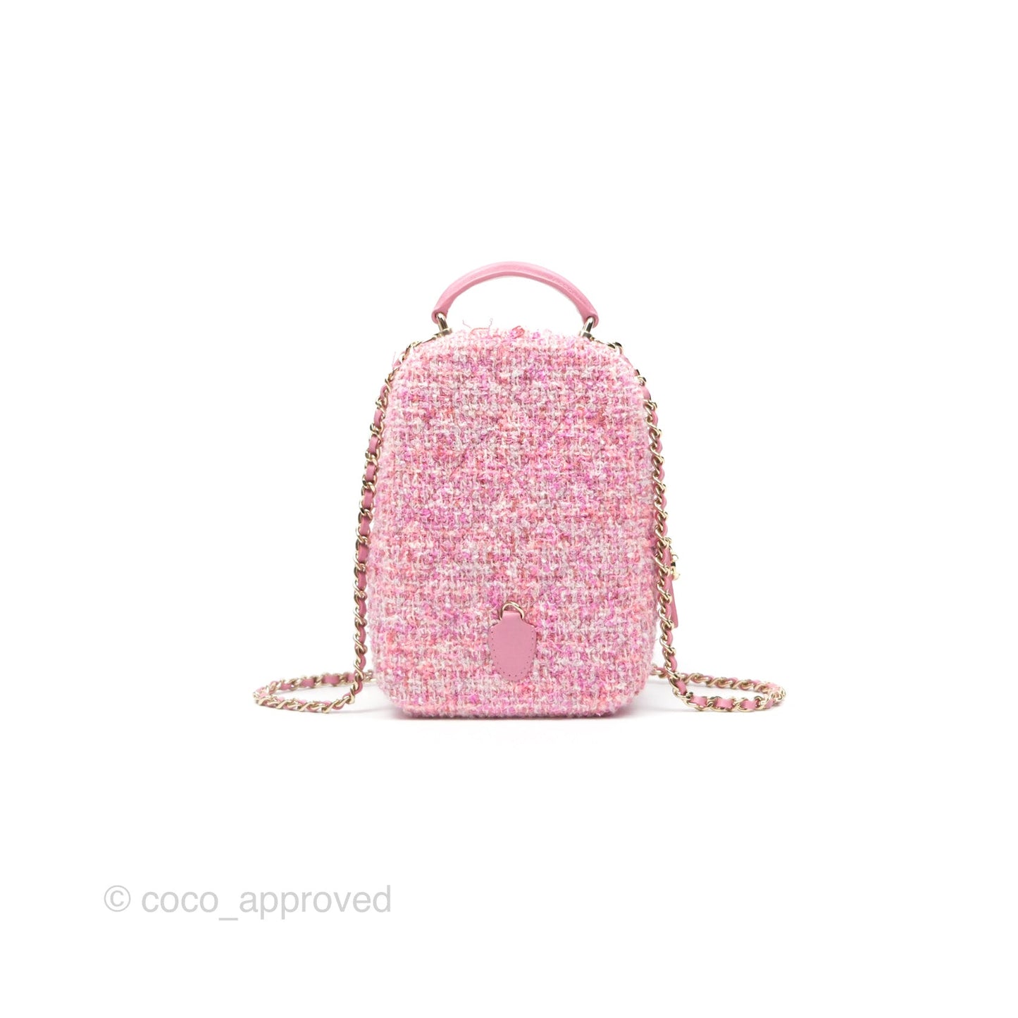 Chanel Classic Mini Backpack Pink Tweed Gold Hardware