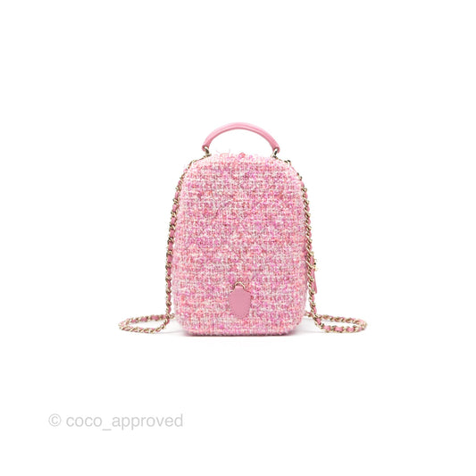 Chanel Classic Mini Backpack Pink Tweed Gold Hardware