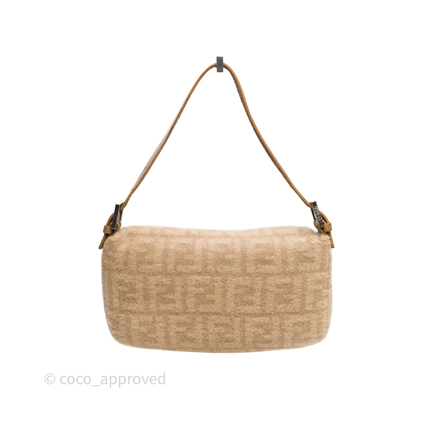 Fendi Vintage Baguette Shoulder Bag Wool Beige