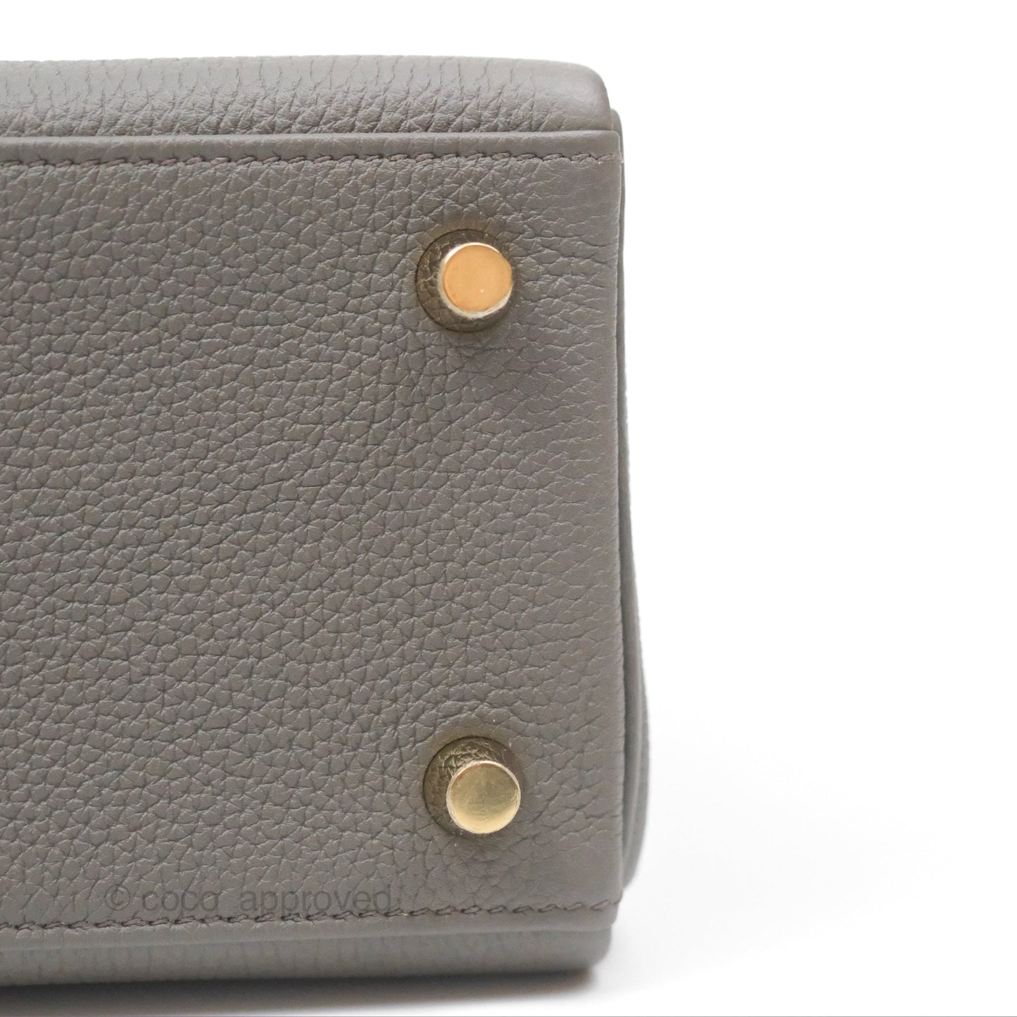 Hermès Kelly 25 Retourne Gris Etain 8F Togo Gold Hardware