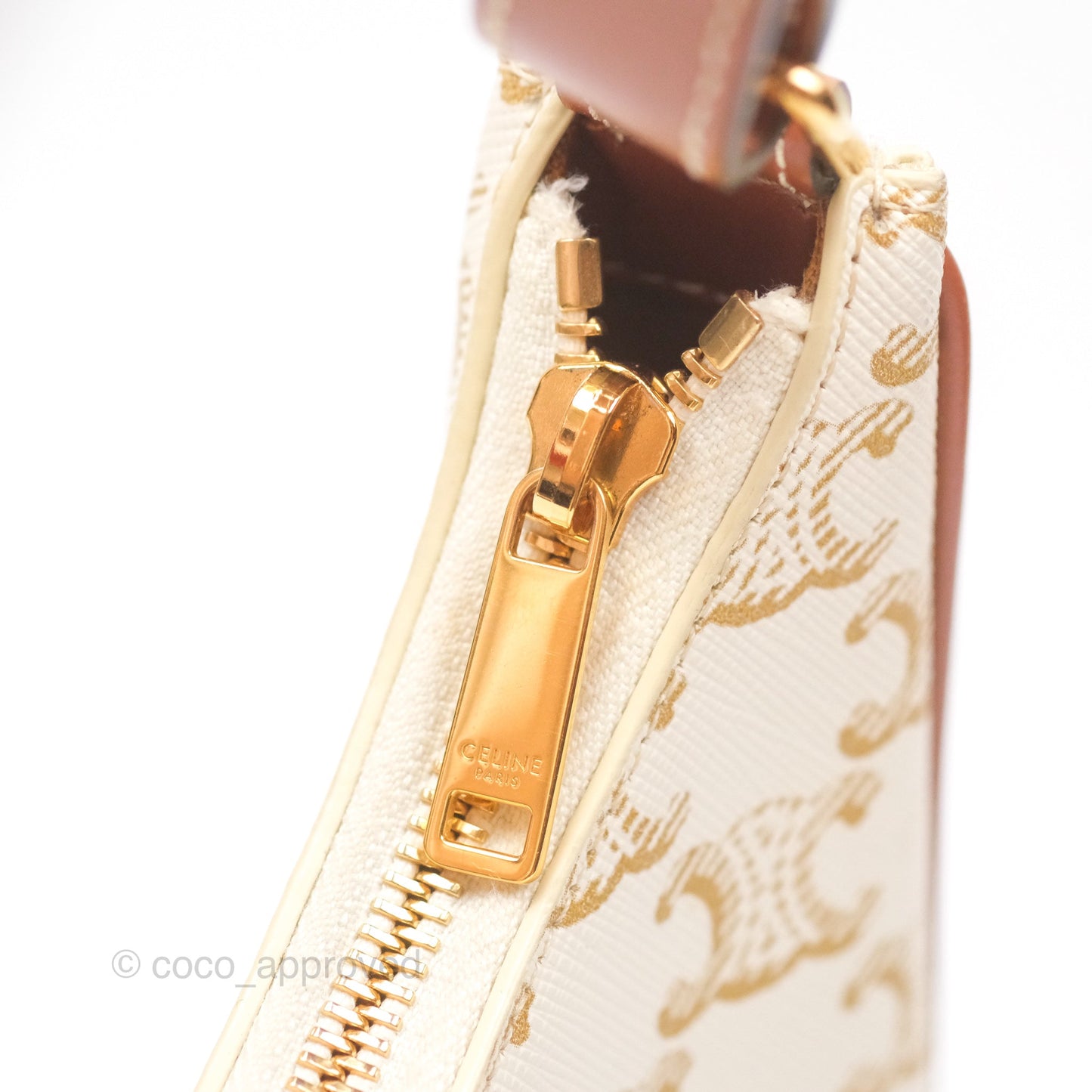 Celine Ava Bag In Triomphe Canvas Calfskin White