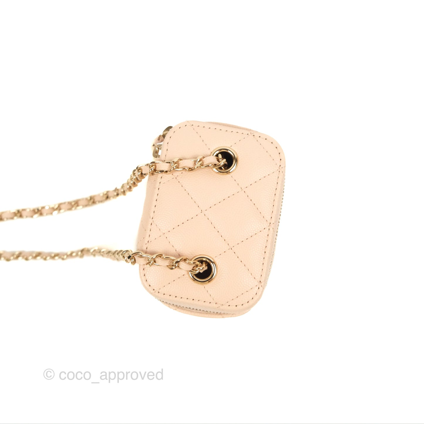 Chanel Mini Vanity With Chain Beige Pink Caviar Gold Hardware