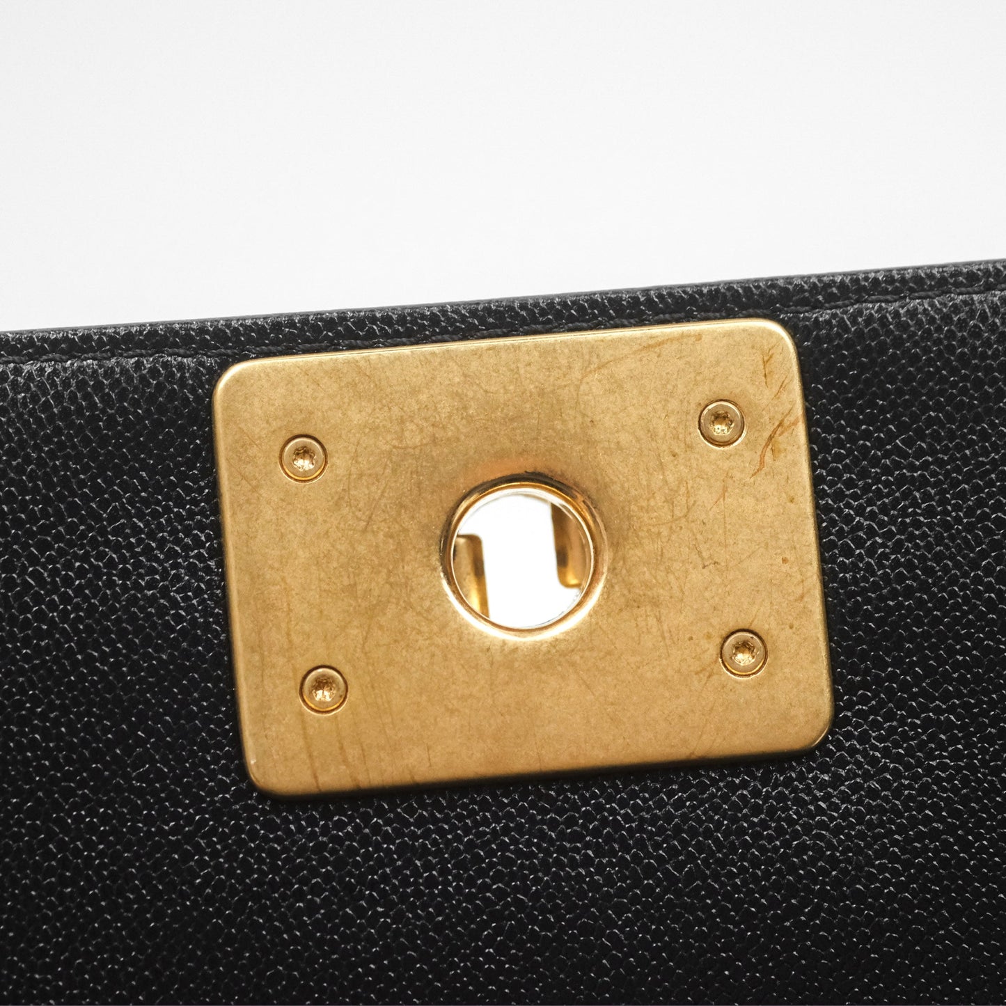 Chanel Medium Boy Chevron Black Caviar Aged Gold Hardware