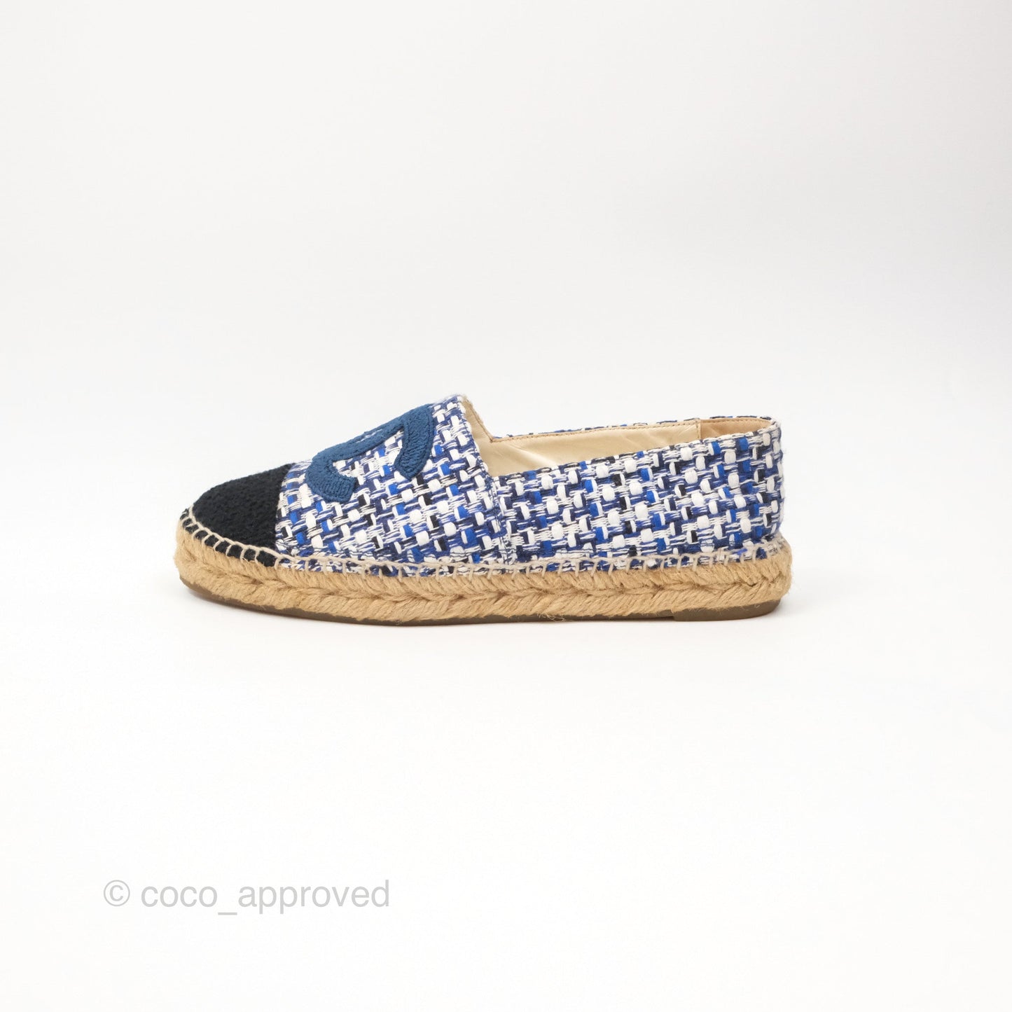 Chanel Espadrille Blue Tweed Size 38