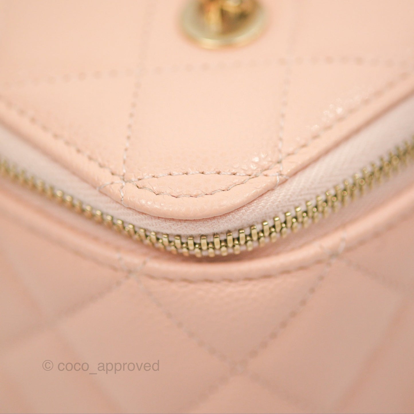 Chanel Vanity Rectangular Pink Beige Caviar Gold Hardware