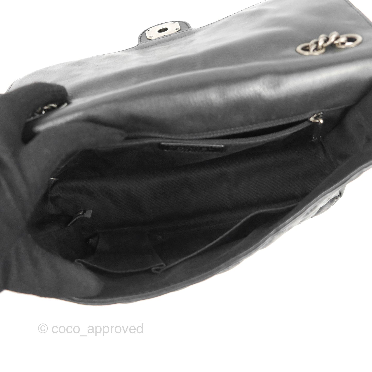 Chanel Flap Bag Quilted Black Soft Calfskin Ruthenium Hardware