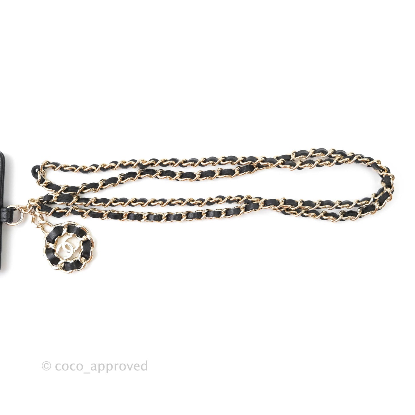 Chanel Quilted Chain Infinity Card Holder Black Lambskin Gold Hardware