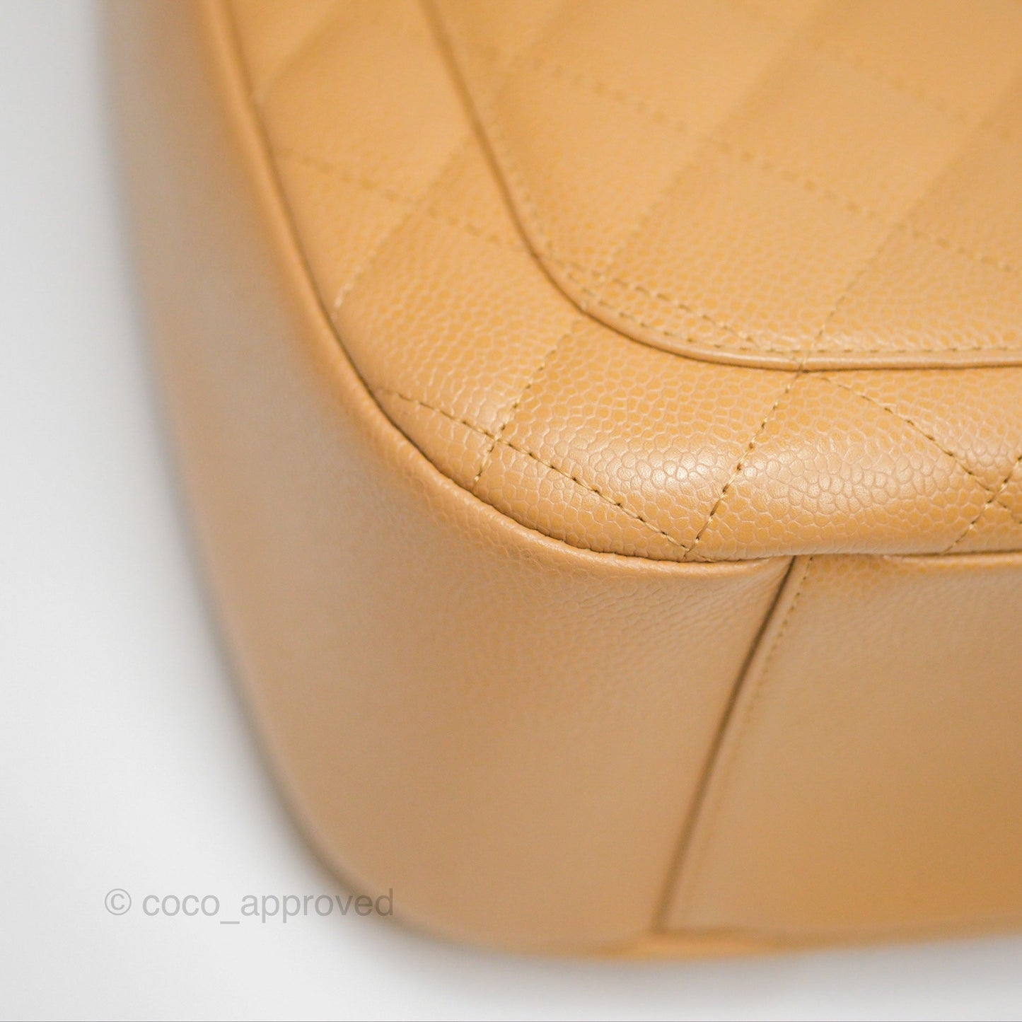 Chanel Vintage CC Quilted Hobo Shoulder Bag Beige Caviar Gold Hardware
