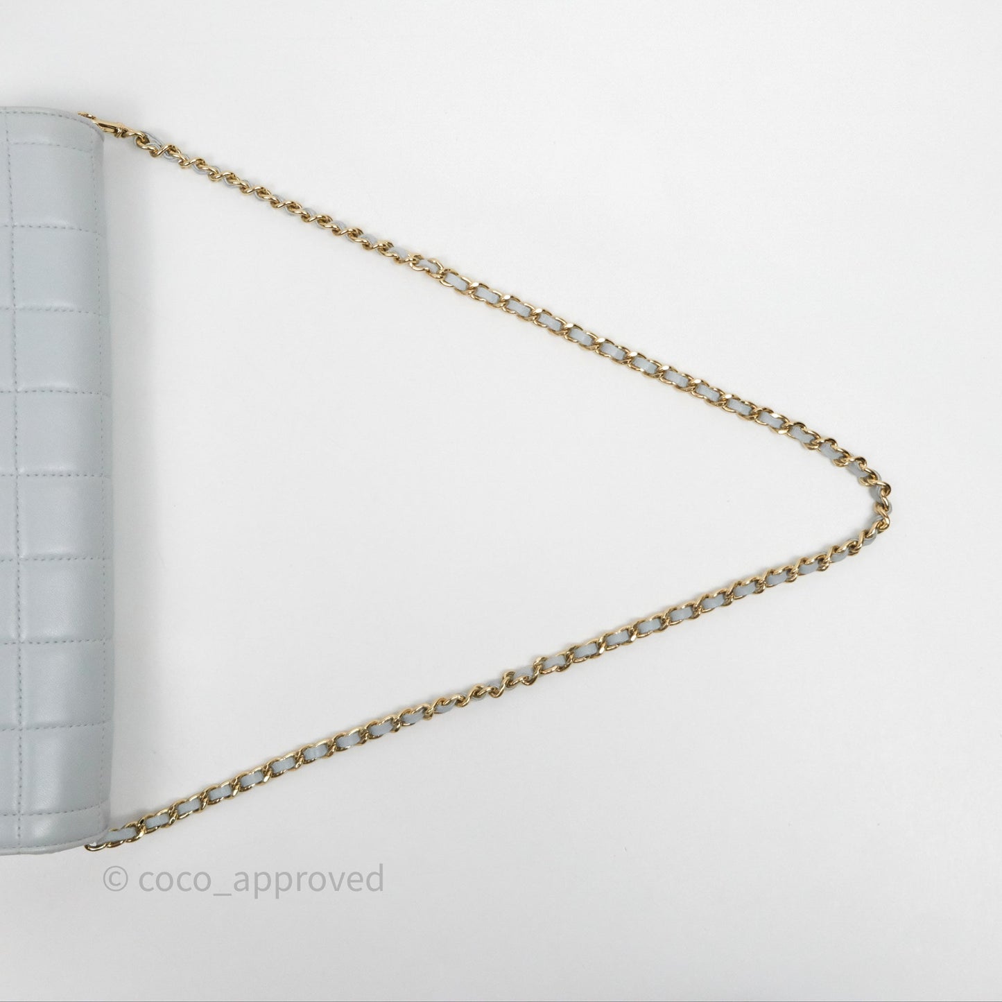 Chanel East West Chocolate Bar Flap Bag Blue Lambskin 24K Gold Hardware