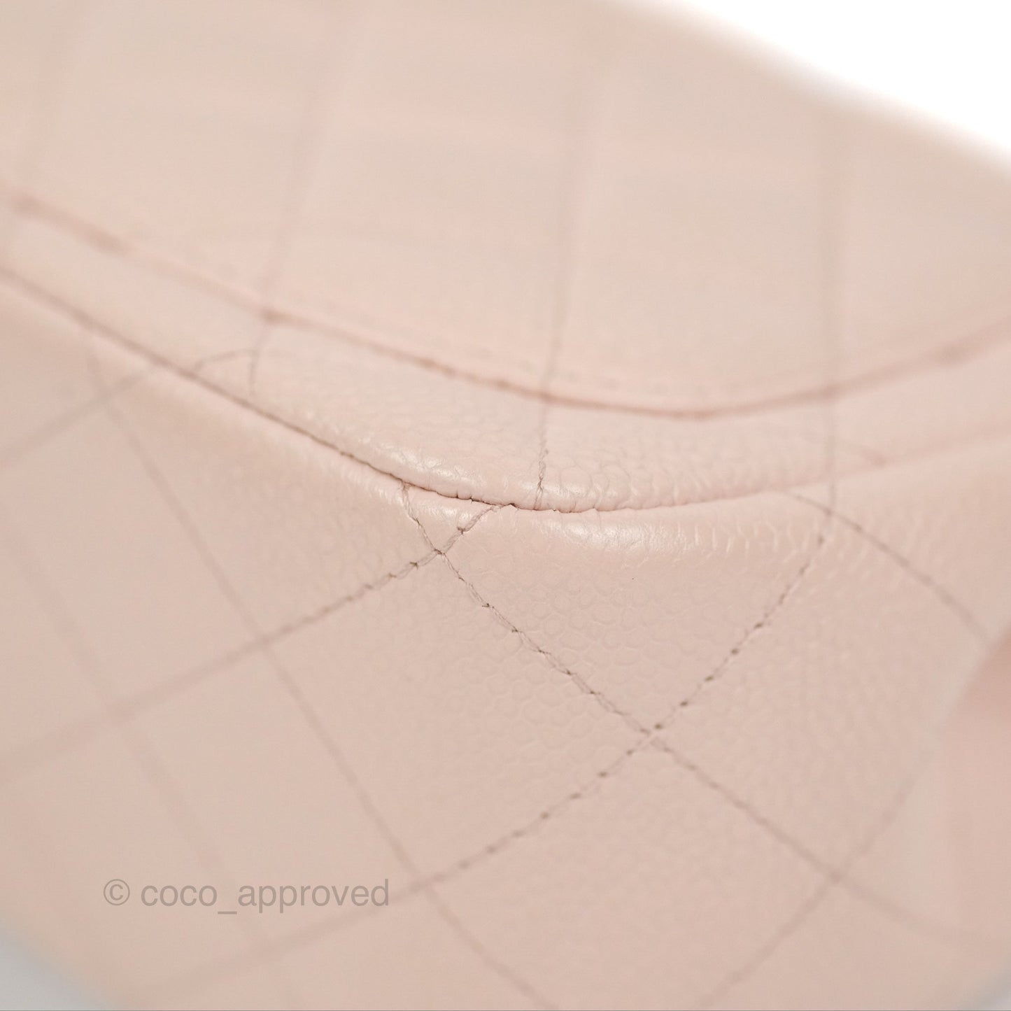 Chanel Quilted Mini Square Flap Pale Pink Caviar Ruthenium Hardware