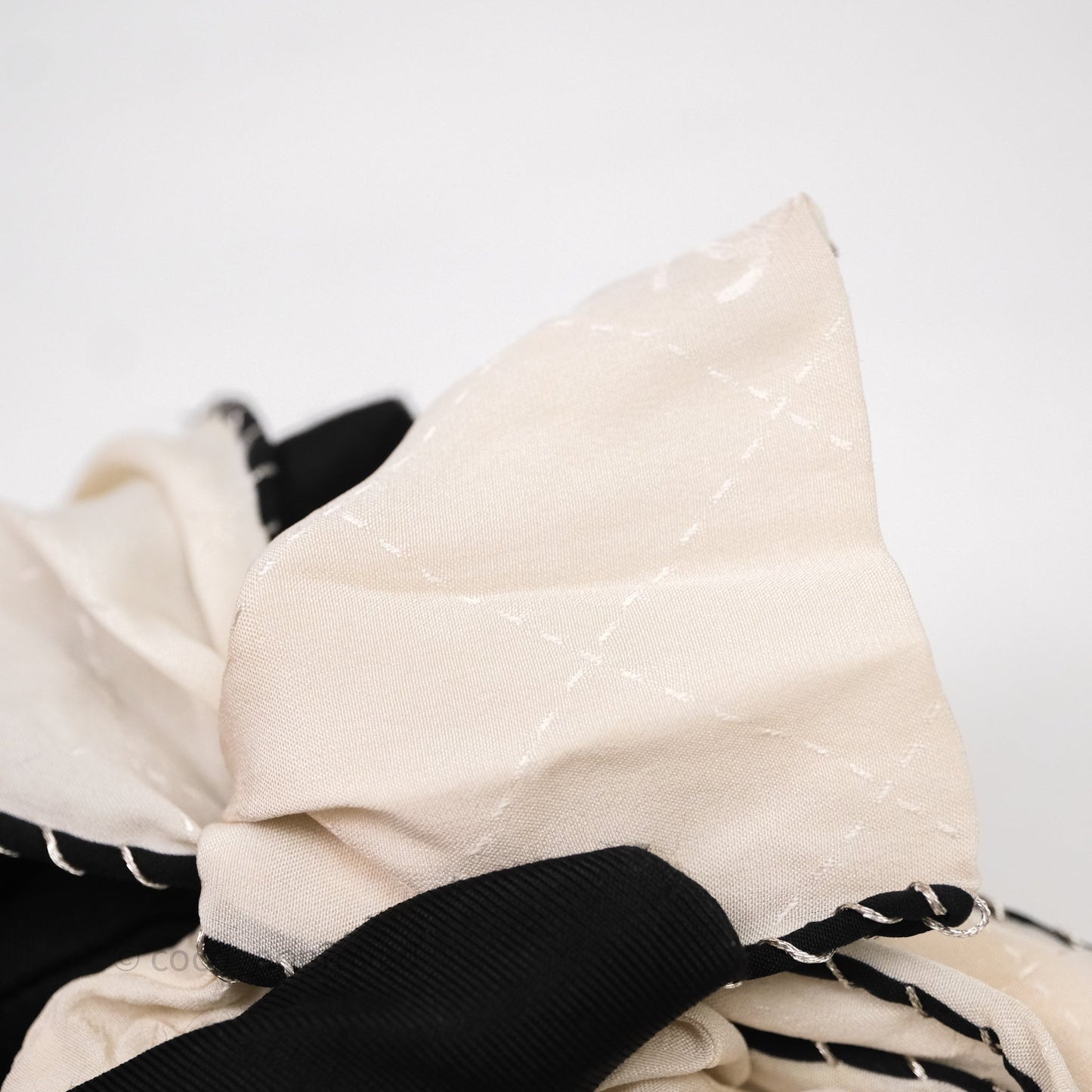 Chanel Bow Silk Hair Accessory Ivory & Black