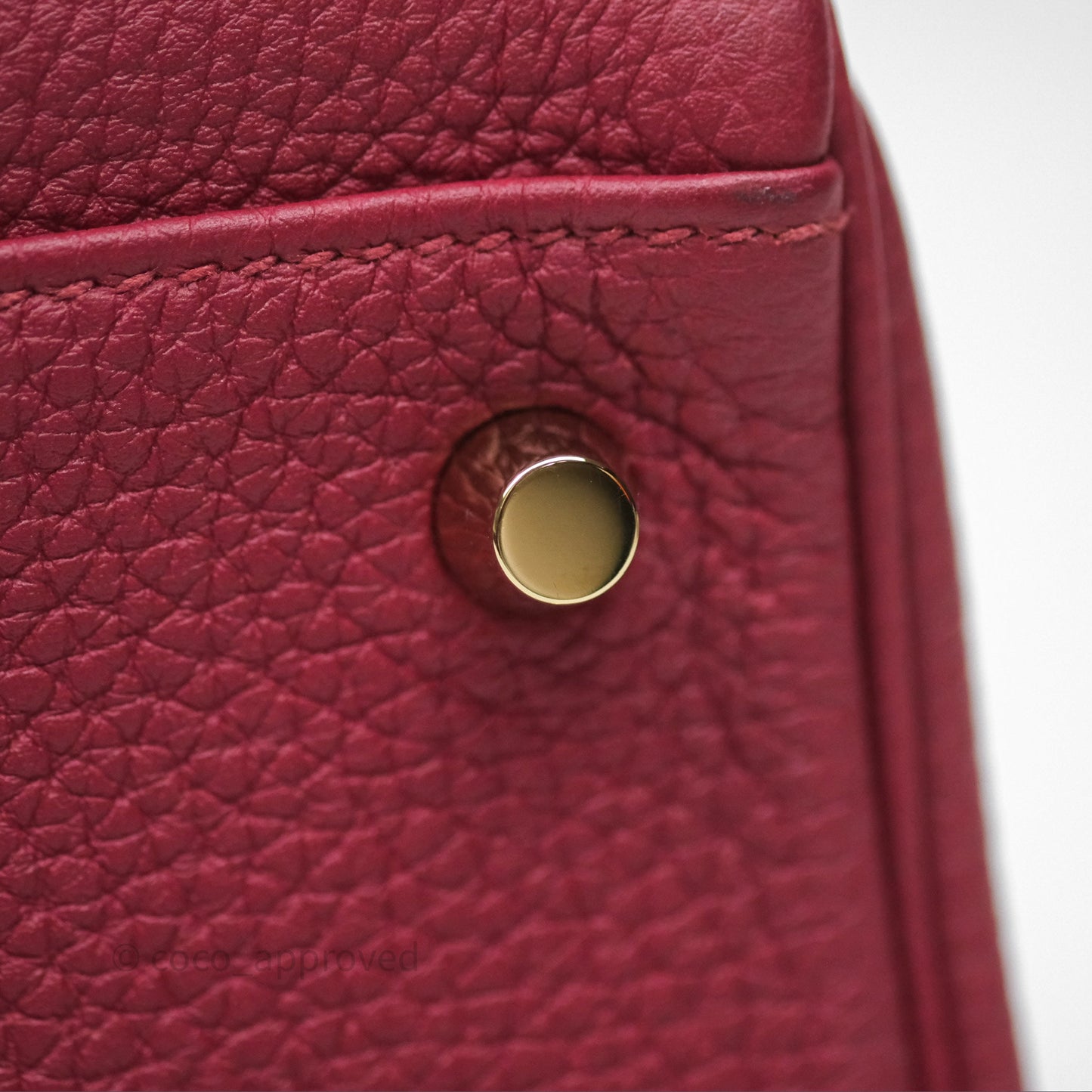 Hermès Kelly 32 Retourne Rouge Grenat K1 Togo Gold Hardware