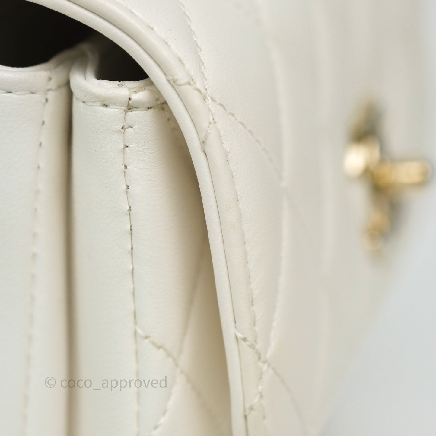 Chanel Mini Trendy CC Handle Bag Lacquered Logo White Lambskin