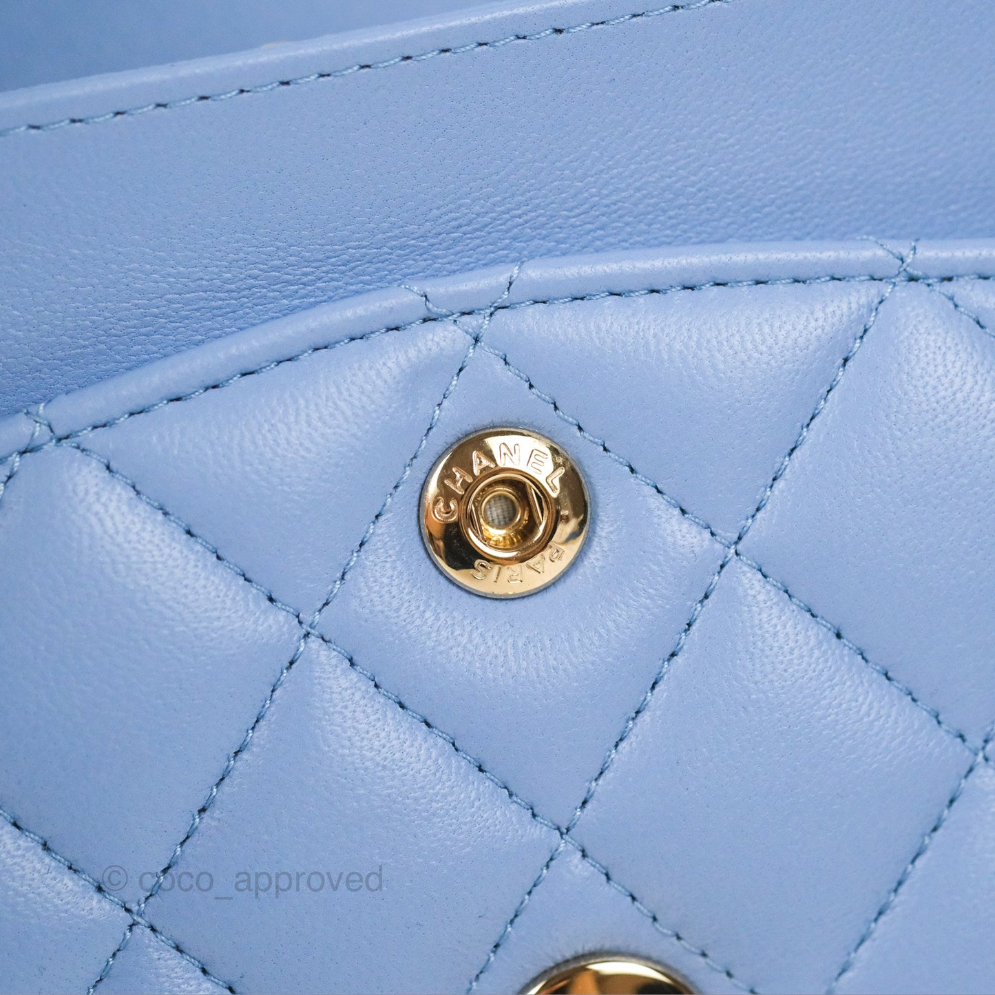 Chanel Small Classic Quilted Flap Blue Sky Lambskin Gold Hardware 21C