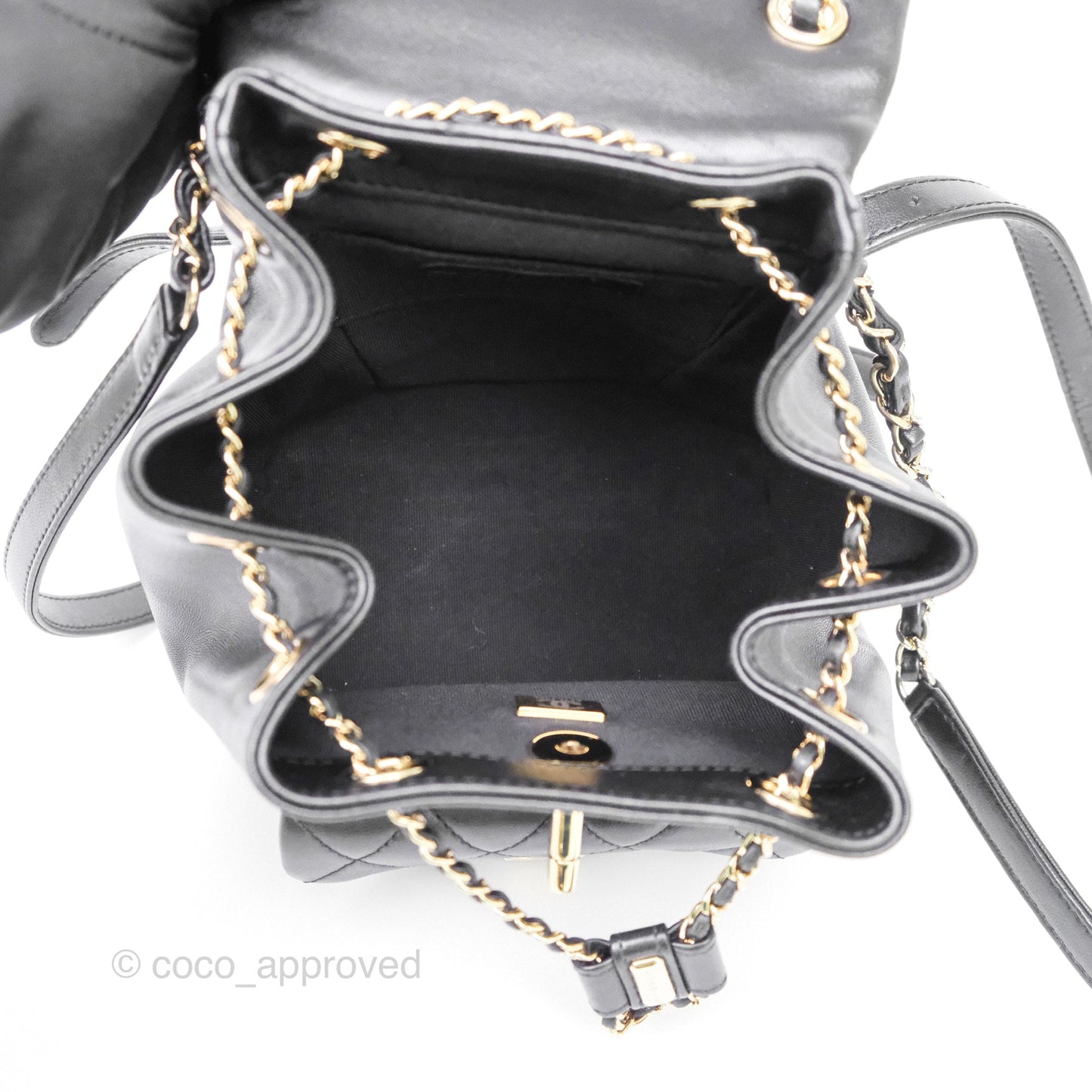 Chanel Small Duma Drawstring Backpack Black Lambskin Gold Hardware