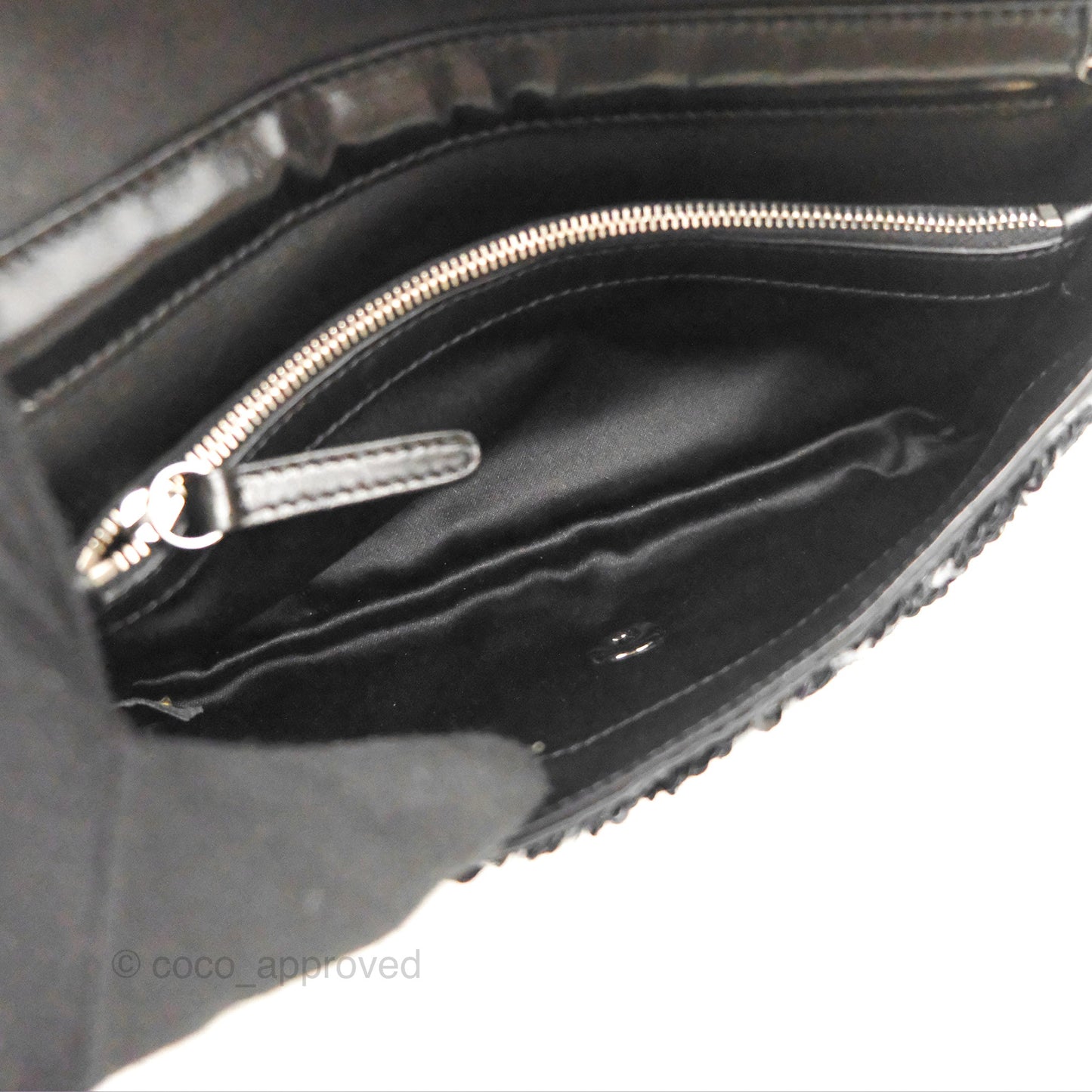Chanel East West Flap Bag Black Sequin Dark Silver Hardware