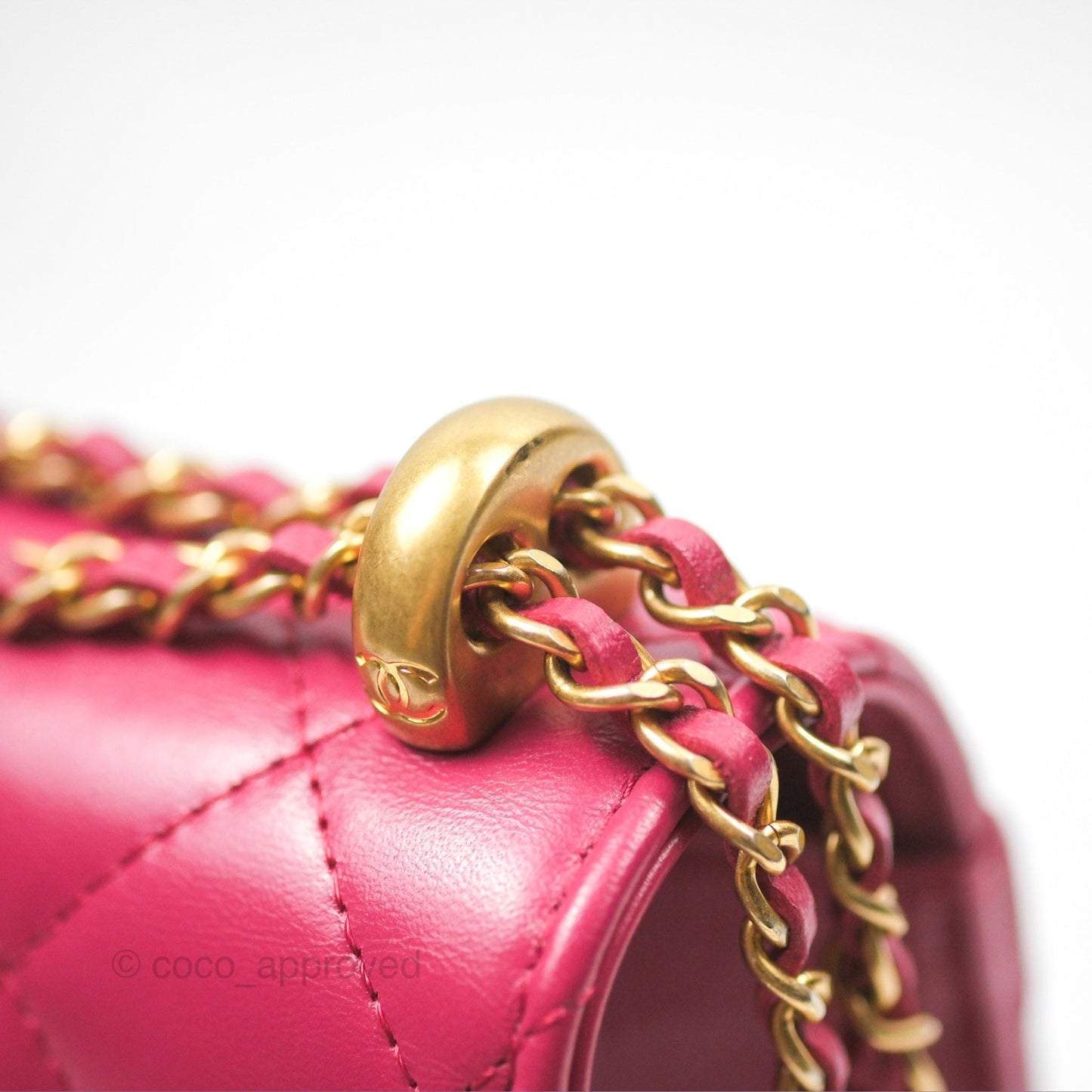 Chanel Quilted Perfect Fit Dark Pink Phone Holder Aged Gold Hardware