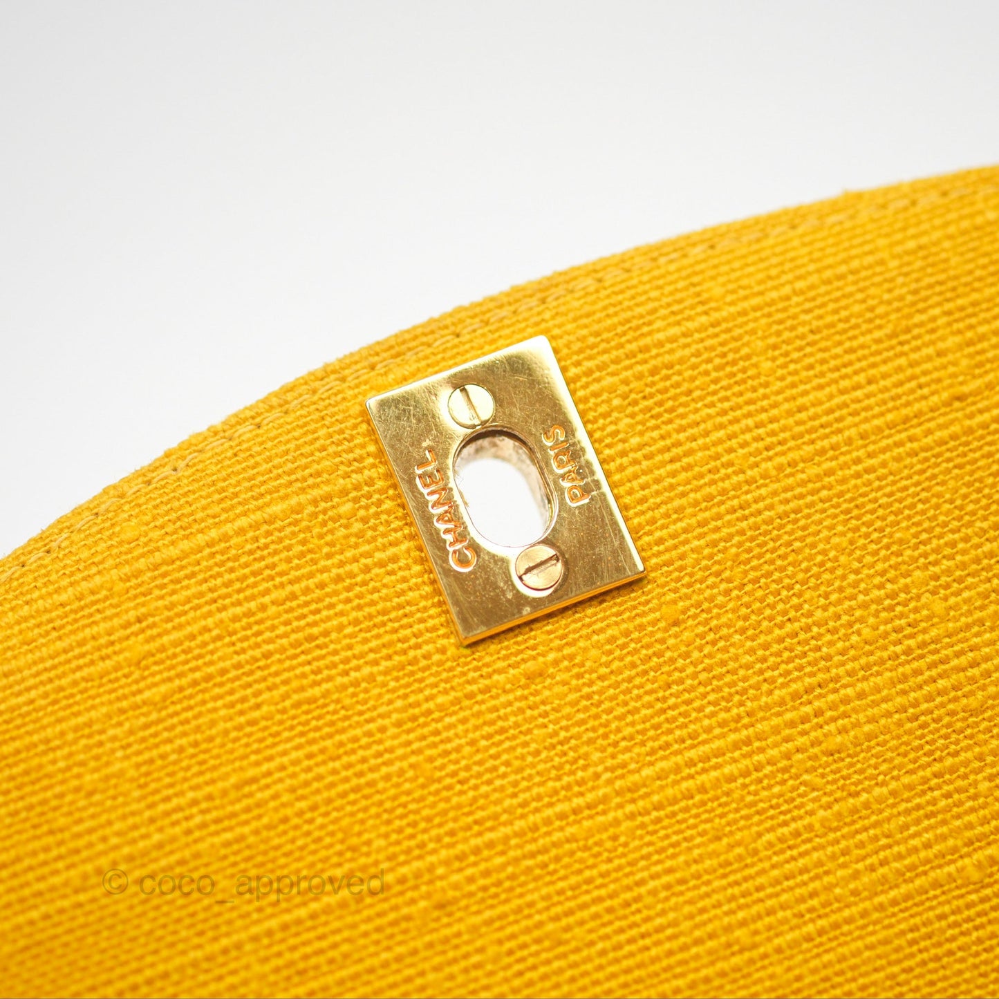 Chanel Vintage Small Classic Diana Flap Bag Yellow Linen Fabric 24K Gold Hardware