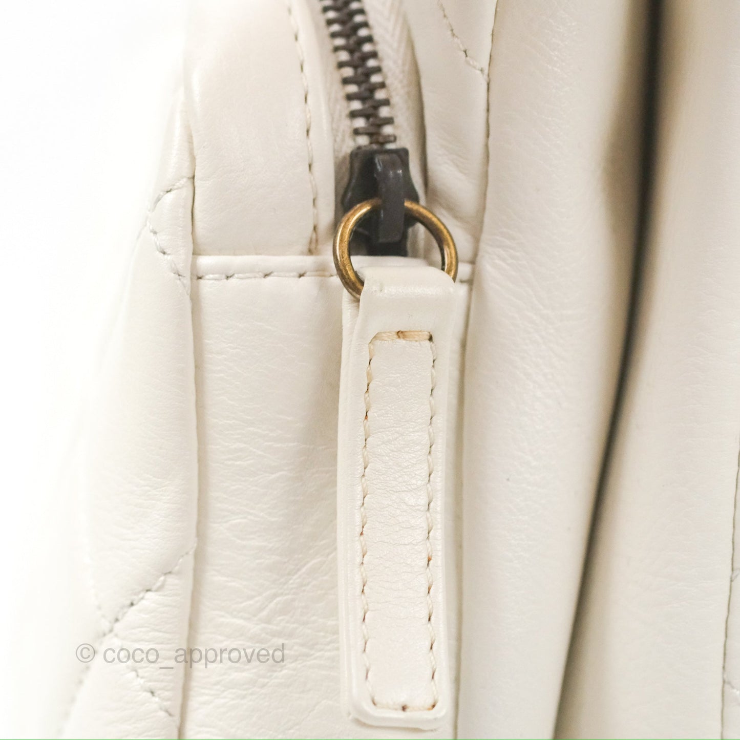 Chanel CC Crown Flap White Calfskin Antique Gold Hardware