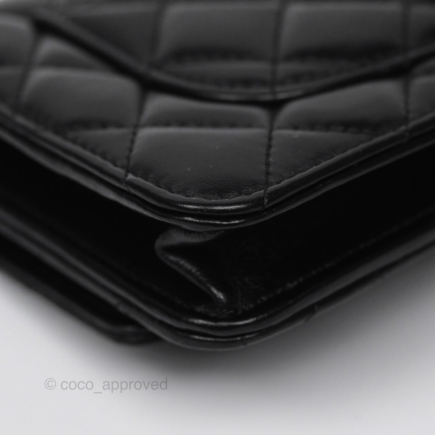 Chanel All Slide Wallet on Chain WOC Adjustable Chain Quilted Black Lambskin 22K