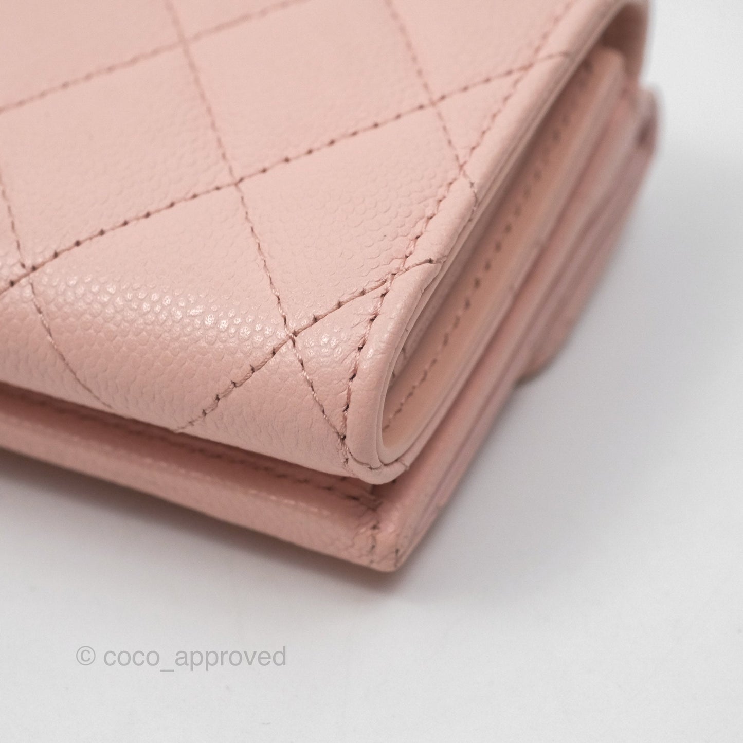 Chanel Quilted Small Classic Flap Trifold Wallet Pink Caviar Gold Hardware